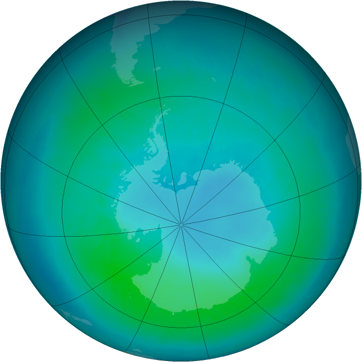 Antarctic ozone map for March 2011